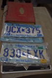 License plate, scrap book