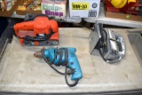 Belt sander, jig saw and corded drill