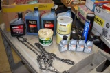 Oil cans, funnels, transmission fluid, grease