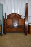 Solid wood full/queen bed with foot board head board and rails, and post style head board