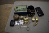 Assorted Brass Items, Music Box, Wallet