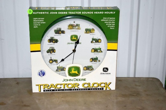 John Deere Tractor Clock with tractor sounds, new in box