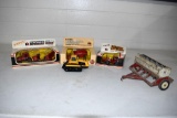 1/64 Ertl farm sets, 6388 2+2 tractor, IH combine, Joal 1/50 scale Cat tractor, grain drill