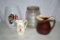 Glass Canister, McCoy Pitcher, Rooster Glass