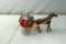 Plastic Tin Windup Horse and Cart, Driver Figure, 10