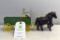 Cast Iron John Deere Box Wagon with Man and Two Horses