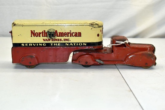 1940's Press Steel Key Windup North American Van Lines, 14"