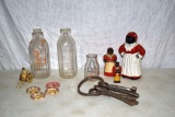 Milk bottles, Aunt Jemima items, keys