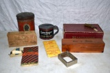 Advertising Tin, cigar box, wooden boxes