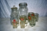 A&W glasses, Amoco jar, One Gallon Glass jug