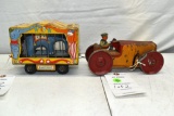 Tin Litho Circus Wagon and Tractor, not matching
