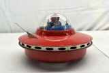 1960's Tin Flying Saucer with Spaceman, battery operated, very nice toy