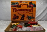 1970's 17 Piece Friction Powered Tin Toys and accessories with box