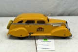 1930's Press Steel Wind Up Taxi Car, works, repainted, 10