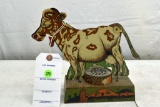 Vintage Lithograph Steel Toy Cow, ?Press My Tail and I Moo