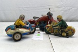 Tin Litho Motorcycle, Tin Windup Motorcycle, Tin Windup Motor Cycle with Sidecar
