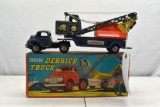 Tin Friction Derrick Truck with Crane,1950's, 12