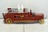 Custom Pressed Steel Fire Engine, Windup, 19.5