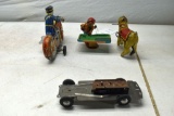 Tin Windup Dog, Marx Police Motorcycle Windup, Car Chassis