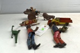 Tin Litho Figures, Truck, Wagon, Toys Parts