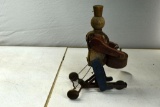 Fischer Price Early Wooden Drummer Boy on Wheels, Pull Toy, Missing Labels, 12