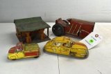 Tin Litho Taxi, Truck, Tractor, Marx 1920's Municipal Airport Garage Service Station