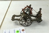 Cast Iron Vintage Figure and Bell on Wagon, 7.25