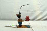 Tin Plate Wind Up Bear Fishing, Works As It Should, 1940's, 6