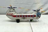 1950's, Japan Tin Plate Friction Double Blade Helicopter, Works, 13.5