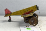 Marx Tin Windup Litho Plane, US Army, Missing Propeller, 8