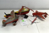 Assorted Tin Airplanes, Helicopter, Pressed Steel Airplane, Most have Damage