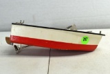 Wooden Battery Operated Boat with Motor, Untested, 8.5