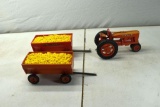 Plastic IH Farmall Tractor and two wagons