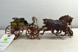 W&C Cast Iron Two Horse Drawn Buggy