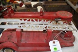 Parts toys, hydraulic dump truck and trailer, two fire truck trailers