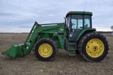 2002 John Deere 7410 MFWD Tractor With JD 740 Loader, 5054 Hours, Power Quad, LH Reverser