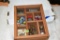 Shadow Boxes Containing Marbles,Advertising Tins,Brass Valves, Bottle Opener and Bullet Pencil