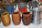 (3) Stoneware Mugs, Budweiser, Hamm's, Pabst Tin Cups