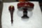 Fancy Egermann Bohemian Engraved Arch Design Ruby Red Glass Stag Epergne