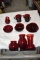 Ruby Vases ,Pitcher, Creamer and Sugar And Cups