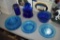 Blue Mixing Bowls, Blue Plates, Blue Canister, Blue Blanco Art Glass