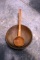 Vintage Mixing Bowl With Wooden Ladle