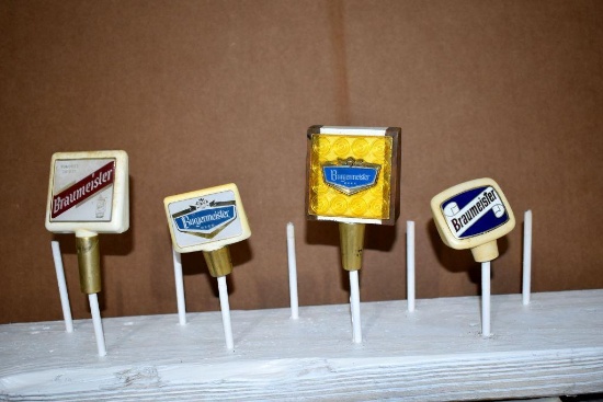 (2) Braumeister Beer Paddle and (2) Burgermeister Beer Paddle Tap Handle Markers