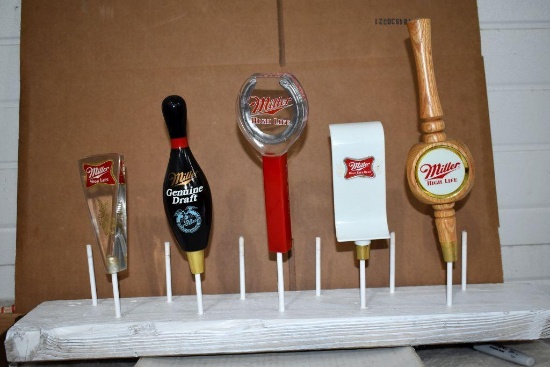 (4) Miller High Life & (1) Miller Genuine Draft Beer Tap Handle Markers
