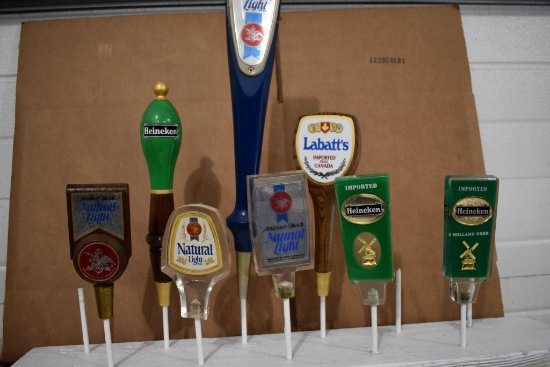 (4) Natural Light Beer, (1) Labatt's Beer, (3) Heineken Beer Tap Handle Markers, (8 Total)
