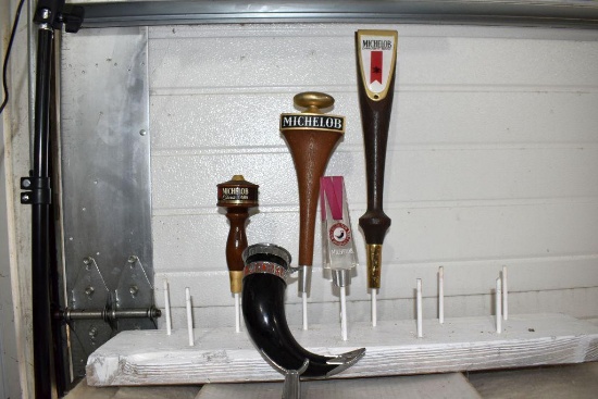(5) Michelob Beer, Draught Beer, Classic Dark Beer Tap Handle Markers