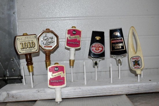 Tuborg Beer, Munchener Dark Beer, Champale Cooler and 1919 Root Beer, Beer Tap Handle Markers,