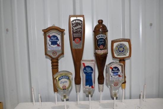 (7) Pabst Blue Ribbon, Pabst Light, Pabst Extra Light, Pabst Special Dark Beer Tap Handle Markers