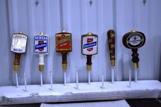 (6) Sterling, Culmbacher, Storz, Eau Claire, Augsburger Tap Handle Markers