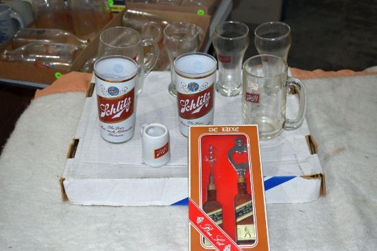Schlitz Beer Glasses, Johnnie Walker Bar Set